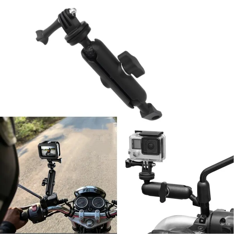 For GoPro Hero8/7/6/5/4/3+ Action Cameras Accessory 360 Rotating Motorcycle Bike Camera Holder Handlebar Mirror Mount Bracket Motorcycle Accessories
