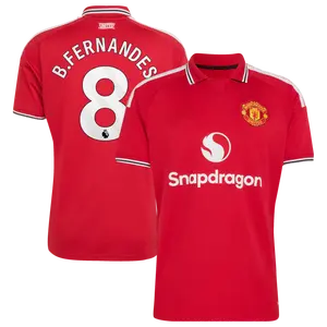 Unisex Soccer/Football Manchester United/Portugal National Team B.Fernandes #8 2025/26 Home/Away Replica Jersey - Red/White (Full Logo)