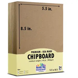 Chipboard Sheets 5.5 x 8.5 - 48 Count, Heavy Weight for Scrapbooking & Picture Frames