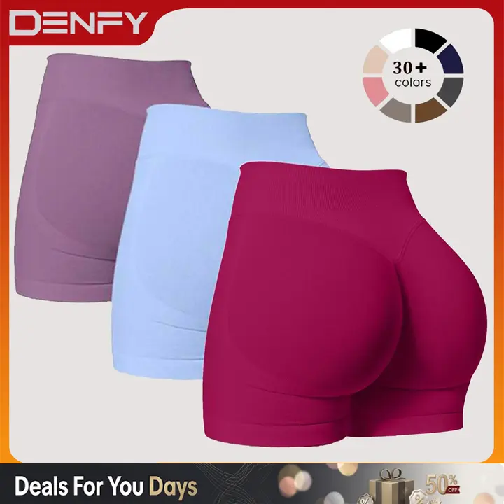[SIZE UP 1] DENFY Impact Shorts Fitness Gymwear Hip-Lifting Seamless Yoga Shorts Compression Impact Shorts Sportswear  Hidden Scrunch Butt lifting Shorts