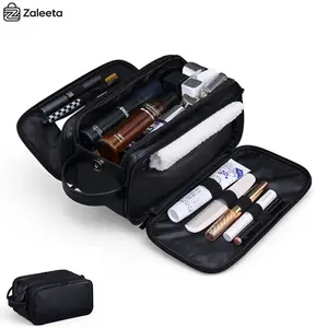 Zaleeta Toiletry Bag for Men Women, Travel Essentials Shaving Dopp Kit, Mens Travel Bag Toiletries Organizer Case for Grooming, PU Leather Water Resistant Cosmetic Bag Pouch Durable Makeup Container Set Valentine's Day Gift