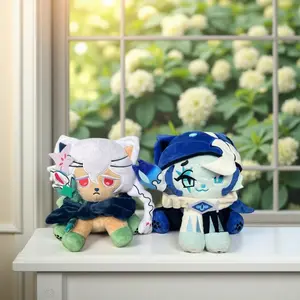 Cookie Run Kingdom Cat Plush Set - Shadow Milk & Pure Vanilla Cookie Cute Cuddly Stuffed Animals, Soft Collectible Toys for Fans & Kids, Unique Anime Game Gifts