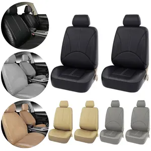 2pcs Car Front 2 Seat Cover Thin PU Leather Front Driver & Passenger Seats 2 Sits Protector Mat Pad Anti-Slip, Universal Fits for Most Car SUV Sedan Vehicle Interior Protection
