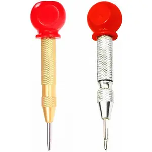 2 count Automatic Center Punch 5 inch Heavy Duty Steel Spring  Center Hole Punch For  Metal Awl Puncher with Cushion Cap Adjustable Tension