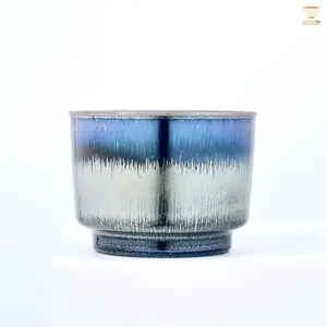 Baiding Kiln “Rong Tian” Jian Zhan Series | Handcrafted Tenmoku Glaze Tea Cup – Blue Flare & Silver Oil-Spot | Gongfu Teaware Inspired by Song Dynasty