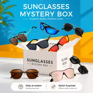 【 Blind Box 】 There are 2 pairs of sunglasses randomly selected from 10 styles in the mysterious box, Each style has a one in ten probability