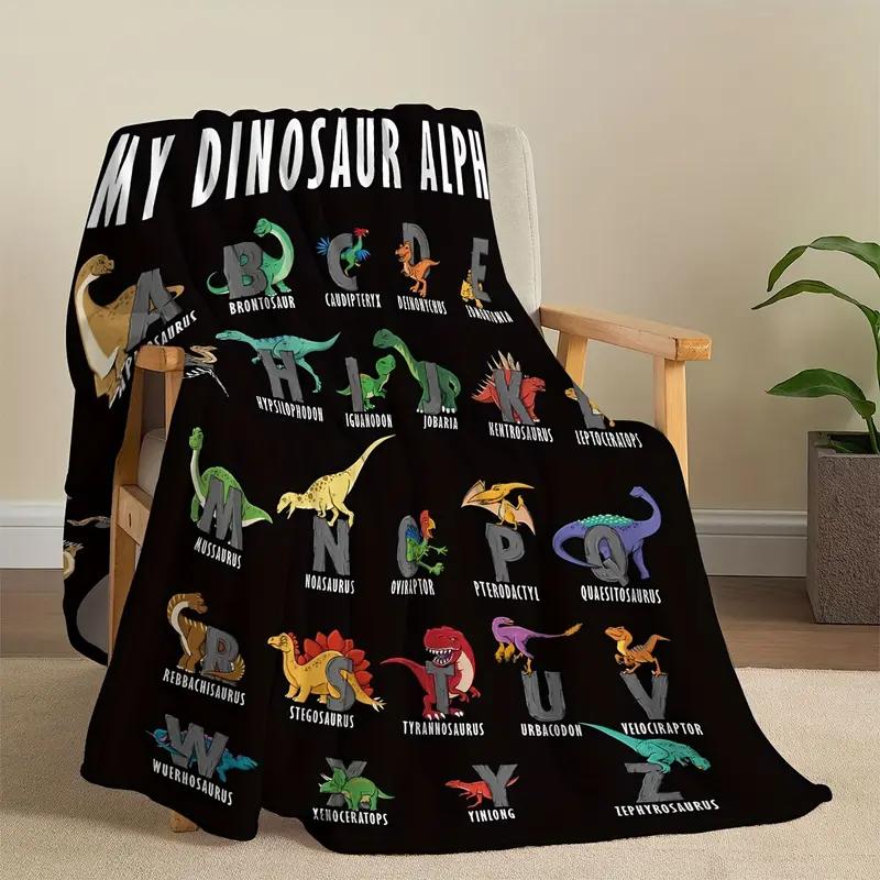 1 pc all-season dinosaur flannel blanket, 280 GSM — soft, cozy throw for travel, bed, sofa, and home decoration; a great birthday and holiday gift