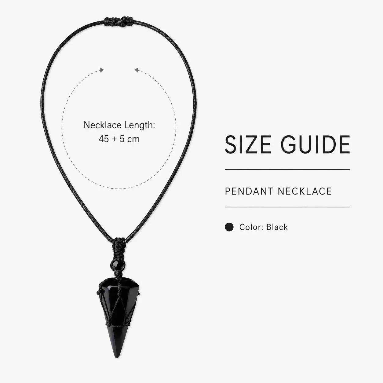Crystal Pendant Necklace with Black Point Stone, Boho Spiritual Protection Jewelry with Adjustable Cord for Women Girls, Crystal Necklaces, Adjustable Pendants Necklaces