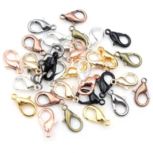 50pcs Bronze Gold Silver Plated Black Alloy Lobster Clasp Hooks for Necklace Chain DIY Jewelry Making Finding Supplies