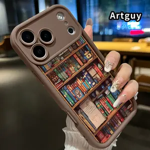 Phone case for iPhone 17 Air Pro Pro Max Cartoon Bookshelf Anti-Scratch Shockproof TPU Bumper Drop-proof Cover