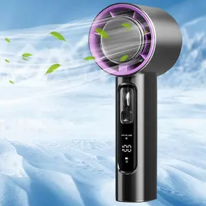 Portable Handheld Fan, USB Rechargeable 100 Speed Air Adjustment Pocket Fan with Emergency Lighting at The Bottom, Household Appliances for Home Office, Adjustable Speed Fan