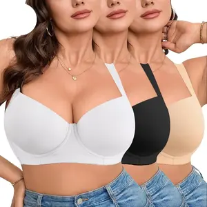 Plus-Size Women's Sexy Lace Bra - Ecomilky Push-Up Bras for Plus Size with Wide Straps, Anti-Droop Design, Comfortable Skin-Friendly Polyester Fiber Fabric, Elegant Style for Summer Dresses, Graduation Attire
