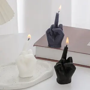 Creative Middle Finger Candle, Funny Home Decor Scented Candle, Dark Style Desktop Ornament, Festival Gift Party Fun Candle