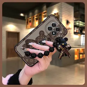 Simplicity soft case Phone Case For OPPO A5 5G 2025 China/F29 5G silicone Back Cover Cartoon protective case Black pearl pendant cute Anti-knock Waterproof Bear bracelet