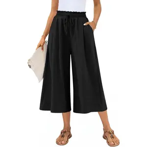 Anyally Womens Capri Palazzo Pants Wide Leg Summer High Waisted Gaucho Capris Business Casual Trousers with Pockets 2026