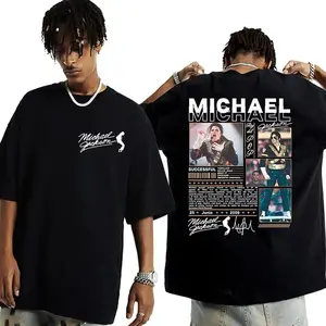 King of Pop Michael Jackson Hip Hop Music Lover Gift Cotton Fabric Crew Neck Short Sleeve Vintage Streetwear Trendy Top For Men For Women