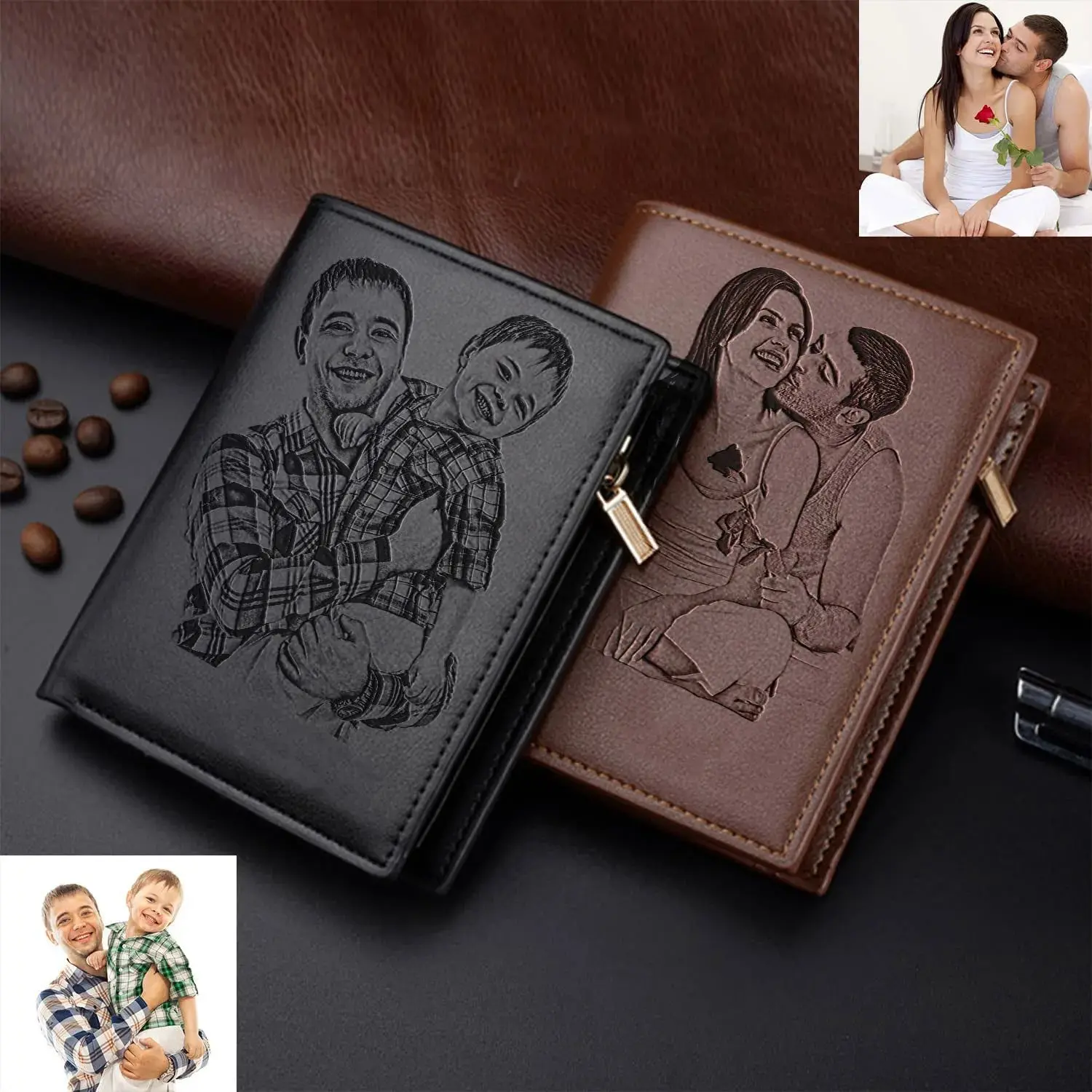 Custom Wallet,Personalized Photo Wallets for Men, Husband, Dad, Son