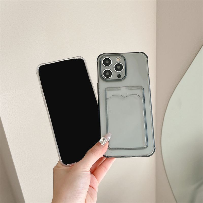 Clear Shockproof Wallet Phone Case Card Slot Card Holder for iPhone 11-17 Pro Max Plus Air, Slim Soft TPU Protective Cover Cute Card Pocket Design Gift