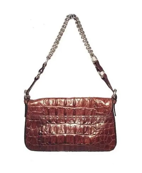 Pre-owned miu miu Hornback Alligator Leather Shoulder Bags Brown Hornback Alligator Shoulder Bag