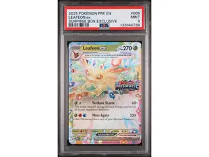 2025 Pokemon Scarlet and Violet Prismatic Evolutions Surprise Box Exclusive Leafeon Ex #6 PSA 9