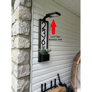 Edgefield Vertical Address Sign Planter with Lighted House Number Sign - Vertical Address Plaque with Solar Powered LED Light - Personalized
