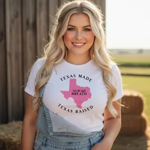 Texas Made Texas Raised T-Shirt | Pink Texas Map Till My Last Breath