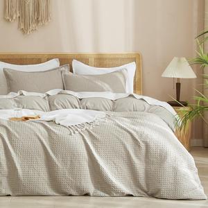 【Summer Vibes】PHF Waffle Weave Duvet Cover Set, 3 counts/set Ultra Soft Comforter Cover for All Season,  Breathable Durable with 2 Pillow Shams Bedding Collection, Ideal Gift