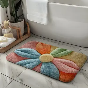 Luxury Anti-Slip Bath Mat with 3D Floral Design, Ultra-Soft Polyester Fiber, Quick-Dry & Water Absorbent, Perfect for Kitchen & Shower Decor, Floral Bath Mats, Cozy Bath Mat
