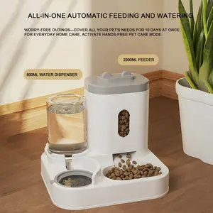 Automatic Pet Feeder Water Bowl Combo, Automatic Gravity Feeder, Dual-In-One Dry Wet Separated Pet Food Dispenser, Easy-Clean Cat Dog Bowls, Pet Supplies