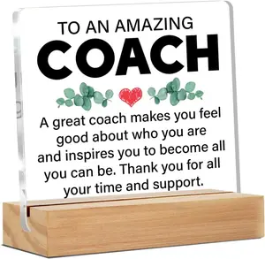 Thank You Coach Gifts, Appreciation Gifts for Sport Coach, Amazing Coach Clear Desk Decorative Sign Home Office Acrylic Decor