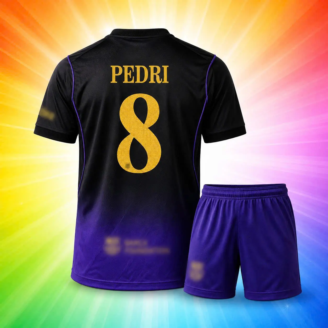 PEDRI Unisex Black Purple Soccer Jersey Personalized Barce Away Stadium Shirt, 26 27 Away Shirt Football Shirt, Breathable Fan Style