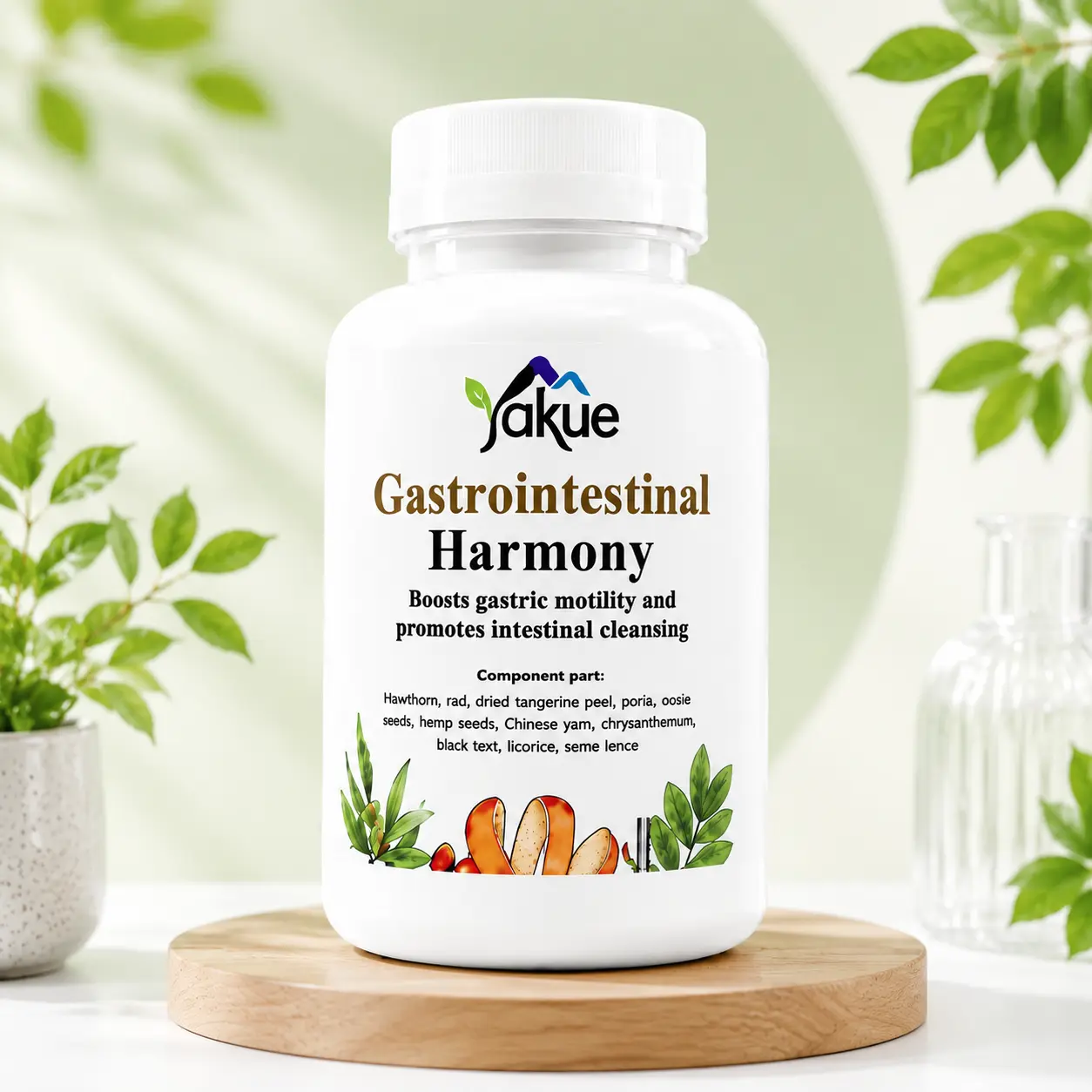 Yakue Gut Support Tablets, Botanical Digestive Supplement with Licorice & Chrysanthemum, Daily Balance Support Bottle for Adults, Digestive Health Support