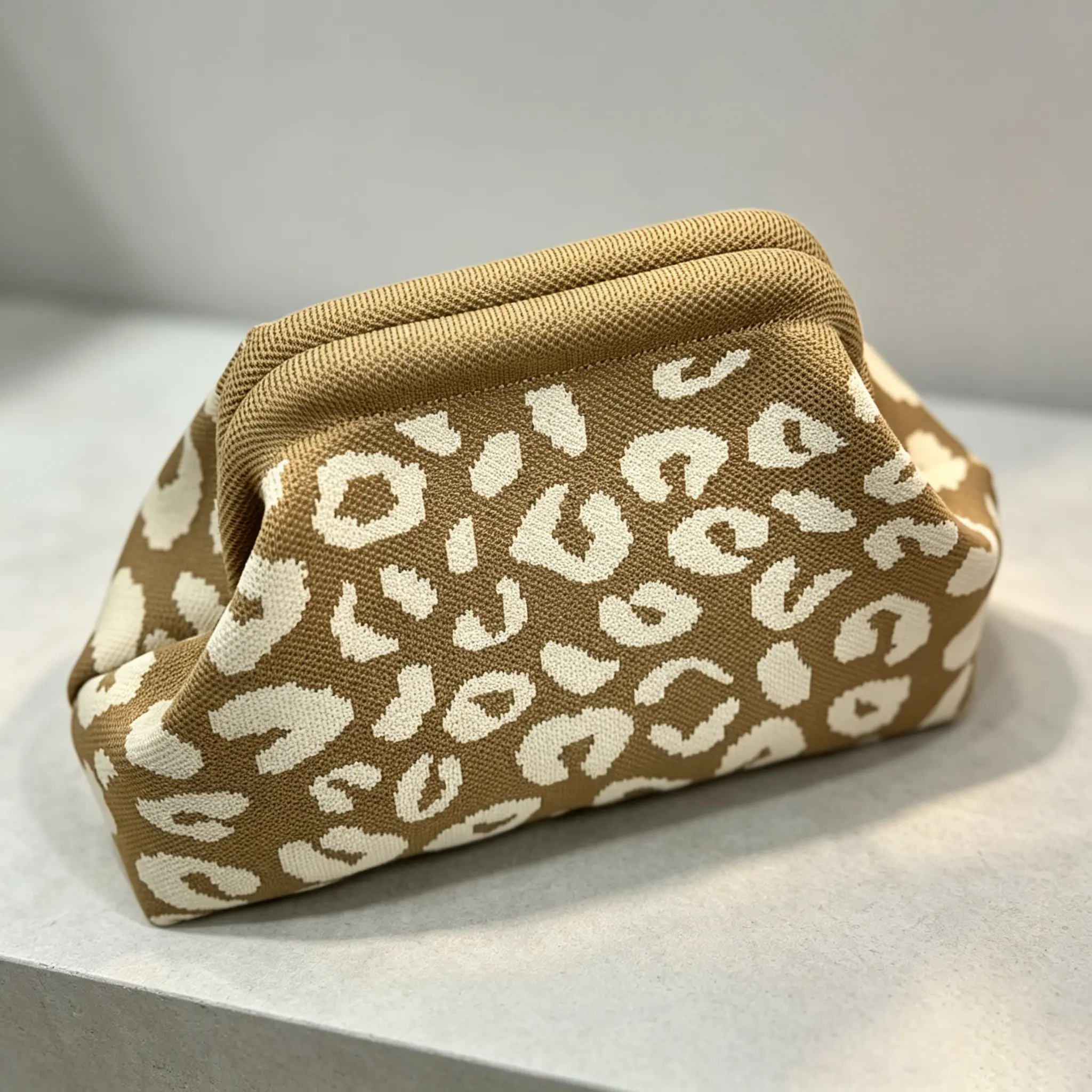 Women's Knitted Leopard & Cloud Pattern Clutch Bag - Large Capacity, Versatile, Elegant Sports & Outdoor Gym Shoulder Travel Bag