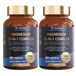 NEW 2026!!! Totaria Magnesium Complex 700mg 12 in 1 Magnesium Supplement with Glycinate Citrate Malate Oxide Taurate Aspartate Orotate Magnesium Relaxation,Muscle,Heart Support, Vegan 120 Capsules