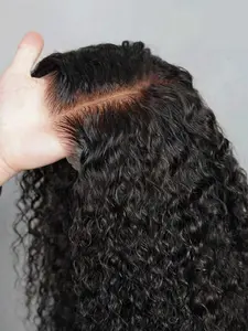 Wear and Go Human Hair Wigs 5x5 Curly Glueless Wigs HD Transparent Lace Closure Water Wave Pre Plucked Natural Hairline Pre Cut Lace Wig for Women Beginner Friendly 180 Density