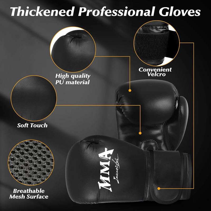 4FT Hanging Punching Bag for Adults, Super PU Leather Boxing Training Equipment Heavy Bag with 12OZ MMA Gloves, Unfilled Kicking Bag Boxing Set for Training Karate Kickboxing Muay Thai