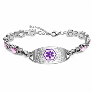 Stainless Steel Medical Alert Bracelet for Women with Dynamic QR Code & Custom Engraving, Emergency Medical ID Bracelet for Allergies, Diabetes, Epilepsy, Personalized Health Information Jewelry