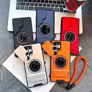 Multifunctional Phone Case Screen Protector & Slide Camera Lens Magnetic Cover,Built-in Ring Stand Protective Phone Case for Samsung Galaxy S26/S25/S24/S23/S22/S21/S20//NOTE20/PLUS/ULTRA/FE/A36/A35/A16/A15/A14,with MagSafe,Shockproof Protective Cover