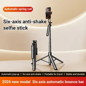 180cm Extendable Selfie Stick Tripod with Wireless Remote, 6-Axis Anti-Shake Stabilizer, Aluminum Alloy Phone & Camera Stand, Rechargeable Bluetooth Selfie Stick for iPhone Android DSLR