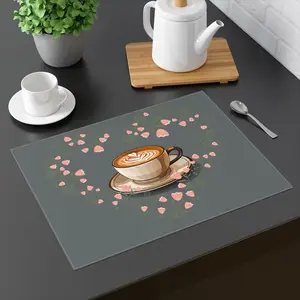Personalize this Love Hearts and Coffee, High Resolution quality image, Placemat, 1pc, Restaurant dining table or coffee shop tabletop custom designed by Admir Kacamakovic
