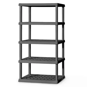 Sterilite 75.2 Inch Heavy Duty Durable 5 Shelf Ventilated Shelving Unit, Gray