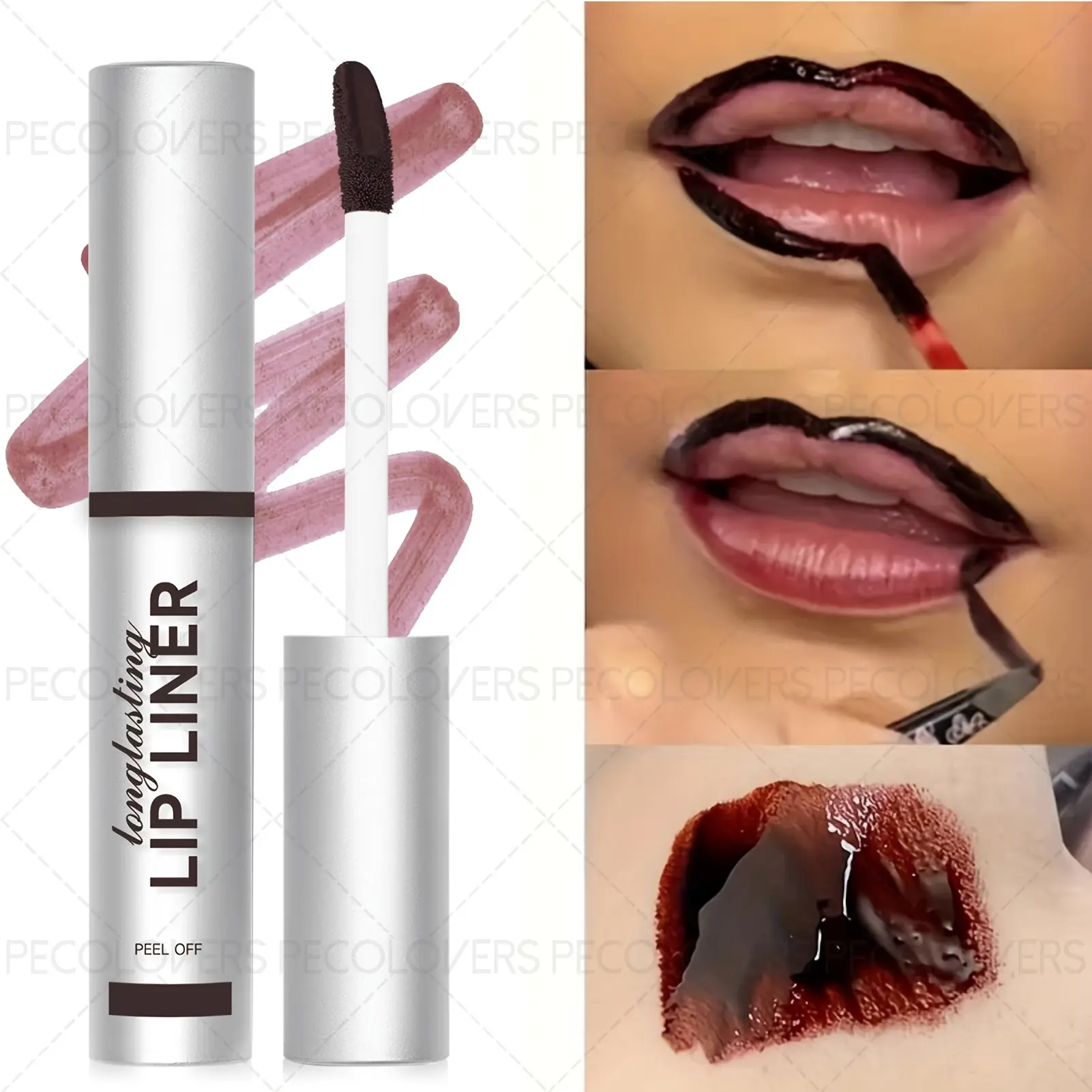 1Pc Peel-Off Matte Lip Gloss - Moisturizing, Waterproof, Long-Lasting Tear-Off Lip Tint in Sexy Red Brown Shades for All Light Beige Types