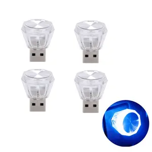 4 Pcs USB LED Light Car Interior Atmosphere Lamp, Plug-In USB Decor Night Light, Portable Auto Ambient Lighting Kit, Universal Vehicle Accessory