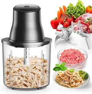 2-in-1 Electric Food Processor with Stainless Steel 2 Bi-Level Blades, 250W Copper Motor for Shred & Chop, 1.5L Bowls, 1-Touch Operation, Smart Overheat Protection, Chicken Shredder Function