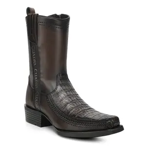 Cuadra Chocolate Caiman Laser & Zipper Narrow Square CC300