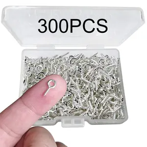 300pcs Small Screw Eye Pins, 10x5mm Mini Eye Pins Hooks, Self-Tapping Screws for Crafting, DIY Jewelry Decoration, Ideal for DIY Jewelry & Bottle Charms