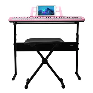GEP-110 Pink Keyboard Piano-Style 61 Keys with 200 Timbres & 200 Rhythms Beginner-Focused All-in-One Package for Kids & Adults Includes Stand Bench Headphones
