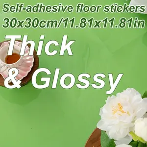 10pcs/20pcs Colorful Thick Vinyl Flooring Tiles, Self-Adhesive Easy Installation, Waterproof Scratch Resistant Glossy Cleanable, 10pcs/20pcs Per Pack