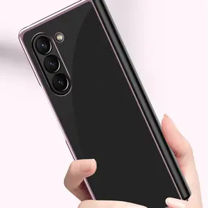 Electroplating Transparent Phone Case, 1 Count Front & Back Protective Cover, Hard PC Phone Cases Compatible with Samsung Galaxy Z Fold 5