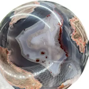 Volcano Agate Sphere - Natural Agate Stone with Unique Volcano Design